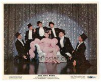 1h496 GIRL RUSH color 8x10 still '55 Rosalind Russell surrounded by six guys on stage!