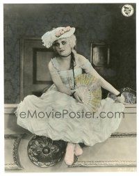 1h747 POLA NEGRI color 7.25x9.25 still '20s great seated portrait in cool dress & holding fan!