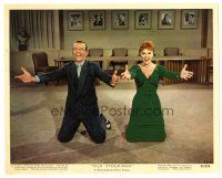 1h848 SILK STOCKINGS color 8x10 still '57 Fred Astaire & Janis Paige singing on their knees!