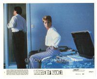 1h534 HOUSE OF GAMES 8x10 mini LC #1 '87 David Mamet, Lindsay Crouse eyes suitcase full of cash!