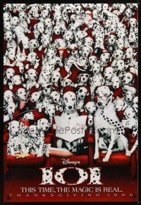 1j010 101 DALMATIANS teaser DS 1sh '96 Walt Disney live action, image of dogs in theater!