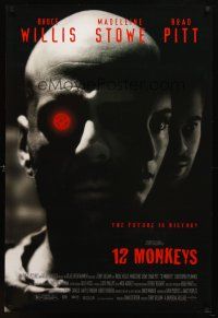 1j011 12 MONKEYS DS 1sh '95 Bruce Willis, Brad Pitt, Stowe, Terry Gilliam directed sci-fi!