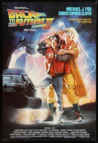 1j046 BACK TO THE FUTURE II DS 1sh '89 Michael J. Fox & Christopher Lloyd by Drew Struzan!
