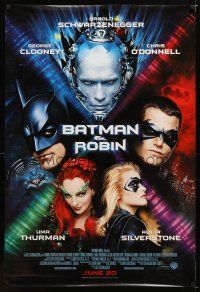 1j051 BATMAN & ROBIN advance 1sh '97 Clooney, O'Donnell, Schwarzenegger, Thurman, Silverstone