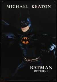 1j054 BATMAN RETURNS teaser 1sh '92 cool image of Michael Keaton as Batman!