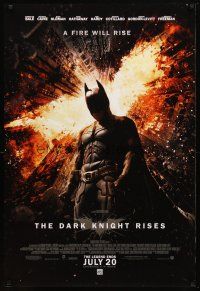 1j158 DARK KNIGHT RISES advance DS 1sh '12 Christian Bale as Batman, a fire will rise!