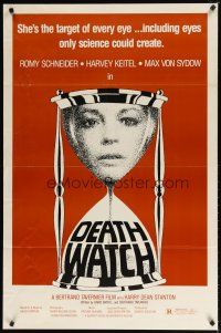 1j173 DEATH WATCH 1sh '80 Le Mort en Direct, Romy Schneider, Harvey Keitel, cool hourglass art!