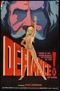 1j176 DEFIANCE OF GOOD 1sh '74 Jean Jennings, Fred J. Lincoln, cool sexy artwork!