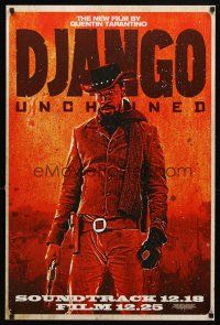 1j190 DJANGO UNCHAINED soundtrack & film advance 1sh '12 cool image of Jamie Foxx in title role!