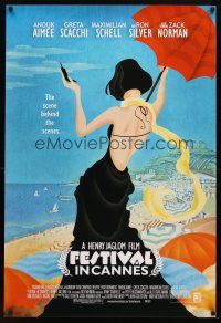 1j223 FESTIVAL IN CANNES 1sh '01 Anouk Aimee, artwork of sexy woman at the beach!