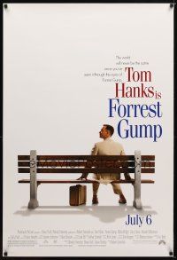 1j238 FORREST GUMP advance 1sh '94 Tom Hanks waiting for the bus, Robert Zemeckis!