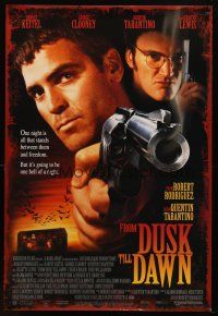 1j244 FROM DUSK TILL DAWN 1sh '95 close image of George Clooney & Quentin Tarantino, vampires!