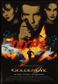 1j264 GOLDENEYE 1sh '95 Pierce Brosnan as Bond, Isabella Scorupco, sexy Famke Janssen!