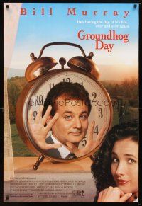 1j272 GROUNDHOG DAY DS 1sh '93 Bill Murray, Andie MacDowell, directed by Harold Ramis!