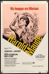 1j281 HAROLD & MAUDE 1sh R79 Ruth Gordon, Bud Cort is equipped to deal w/life!