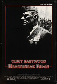 1j289 HEARTBREAK RIDGE 1sh '86 Clint Eastwood all decked out in uniform & medals!