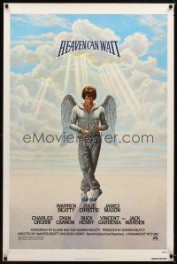 1j294 HEAVEN CAN WAIT 1sh '78 art of angel Warren Beatty wearing sweats, football!