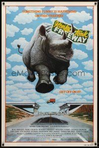 1j316 HONKY TONK FREEWAY 1sh '81 cool giant flying rhinocerus image!