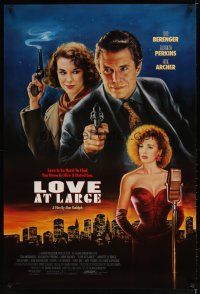 1j454 LOVE AT LARGE 1sh '90 film noir artwork of Tom Berenger, Elizabeth Perkins, Anne Archer!