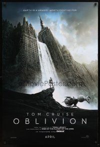 1j550 OBLIVION teaser DS 1sh '13 Morgan Freeman, image of Tom Cruise & waterfall in city!