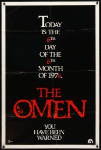 1j557 OMEN style B teaser 1sh '76 Gregory Peck, Lee Remick, Satanic horror, you have been warned!