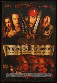 1j590 PIRATES OF THE CARIBBEAN advance DS 1sh '03 Geoffrey Rush, Knightley, Depp & cast!