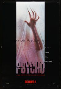 1j614 PSYCHO teaser DS 1sh '98 Hitchcock re-make, cool image of victim behind shower curtain!