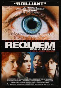 1j624 REQUIEM FOR A DREAM video 1sh '00 drug addicts Jared Leto & Jennifer Connelly, cool eye image!