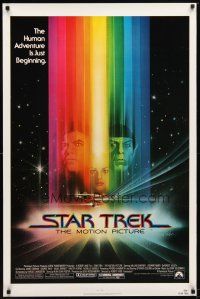1j724 STAR TREK 1sh R80s cool art of William Shatner & Leonard Nimoy by Bob Peak!