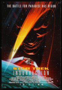 1j734 STAR TREK: INSURRECTION advance DS 1sh '98 Patrick Stewart as Capt Jean-Luc Picard, cool art!