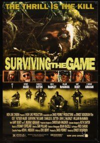 1j757 SURVIVING THE GAME 1sh '94 Ice-T, Rutger Hauer, Gary Busey, kill or be killed!