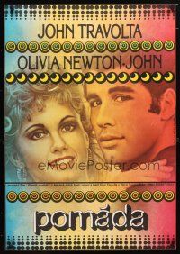 1k207 GREASE Czech 23x33 '80 Ziegler art of John Travolta & Olivia Newton-John classic musical!