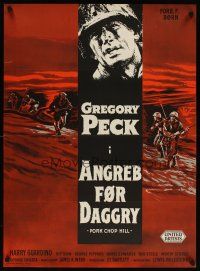 1k428 PORK CHOP HILL Danish '60 Lewis Milestone directed, cool Korean War soldier Gregory Peck art!