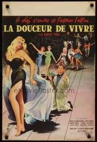 1k252 LA DOLCE VITA French 15x21 '61 Federico Fellini, Mastroianni, sexy Ekberg by Yves Thos.!