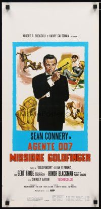 1k135 GOLDFINGER Italian locandina R80s artwork of Sean Connery as James Bond 007!