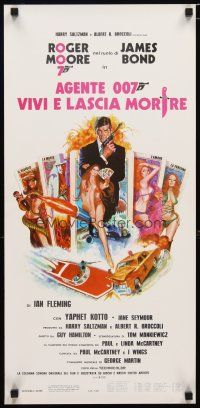 1k137 LIVE & LET DIE Italian locandina R70s art of Roger Moore as James Bond by Robert McGinnis!