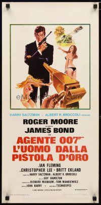 1k140 MAN WITH THE GOLDEN GUN Italian locandina '74 art of Roger Moore as James Bond by McGinnis!