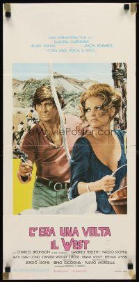 1k147 ONCE UPON A TIME IN THE WEST Italian locandina R70s Bronson & sexy Claudia Cardinale!