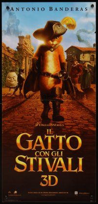 1k152 PUSS IN BOOTS Italian locandina '11 voice of Antonio Banderas in title role, image of cat!