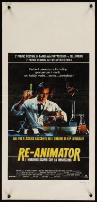 1k153 RE-ANIMATOR Italian locandina '86 great image of mad scientist with severed head in bowl!
