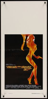1k167 WORLD IS NOT ENOUGH Italian locandina '99 James Bond, flaming silhouette of sexy girl!