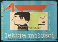 1k541 LESSON IN LOVE Polish 23x33 '60 Ingmar Bergman's comedy for grown-ups, wacky Kulczynska art!