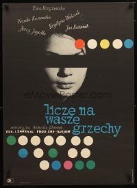 1k542 LICZE NA WASZE GRZECHY Polish 23x33 '63 Huskowska art of pretty Ewa Krzyzewska!