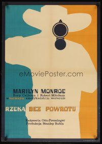 1k563 RIVER OF NO RETURN Polish 23x33 '67 Robert Mitchum, Marilyn Monroe, Krolikowski art!