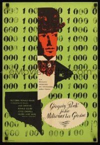 1k489 MAN WITH A MILLION Polish 16x24 '63 Mark Twain, Trokowski art of Gregory Peck!