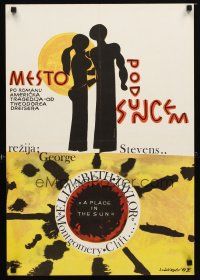 1k076 PLACE IN THE SUN Yugoslavian '67 Montgomery Clift, Elizabeth Taylor, Sasa Nikolic art!
