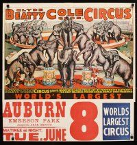 1m242 CLYDE BEATTY - COLE BROS CIRCUS circus poster '50s art of quarter-million lb elephant act!