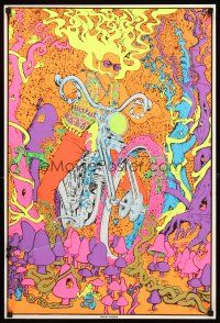 1m612 ACID RIDER blacklight commercial poster '70s far out psychedelic art of biker on motorcycle!