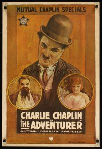 1m613 ADVENTURER commercial poster '70s cool art of Charlie Chaplin, Edna Purviance!