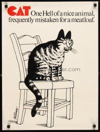 1m616 B. KLIBAN commercial poster '77 wacky cartoon artwork of a cat, mistaken for meatloaf!